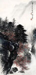 山花飞瀑图