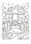 幼儿童森林派对涂色简笔画线稿