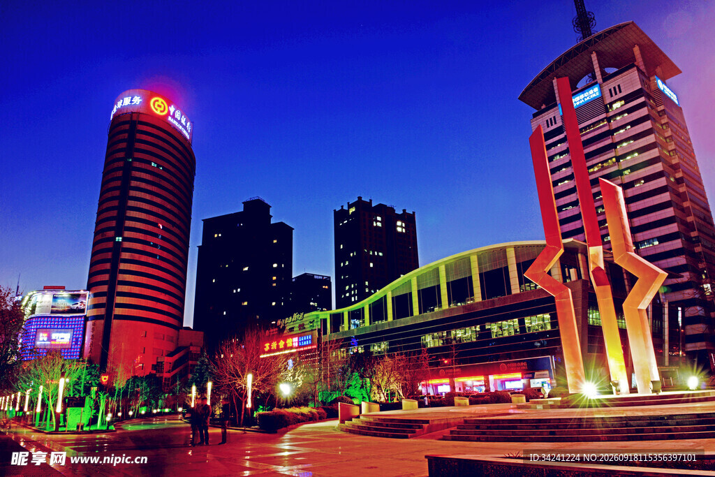 城市璀璨夜景建筑风光