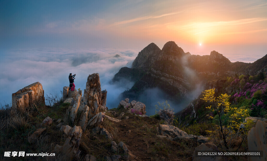 日出时分的壮美山峦景观