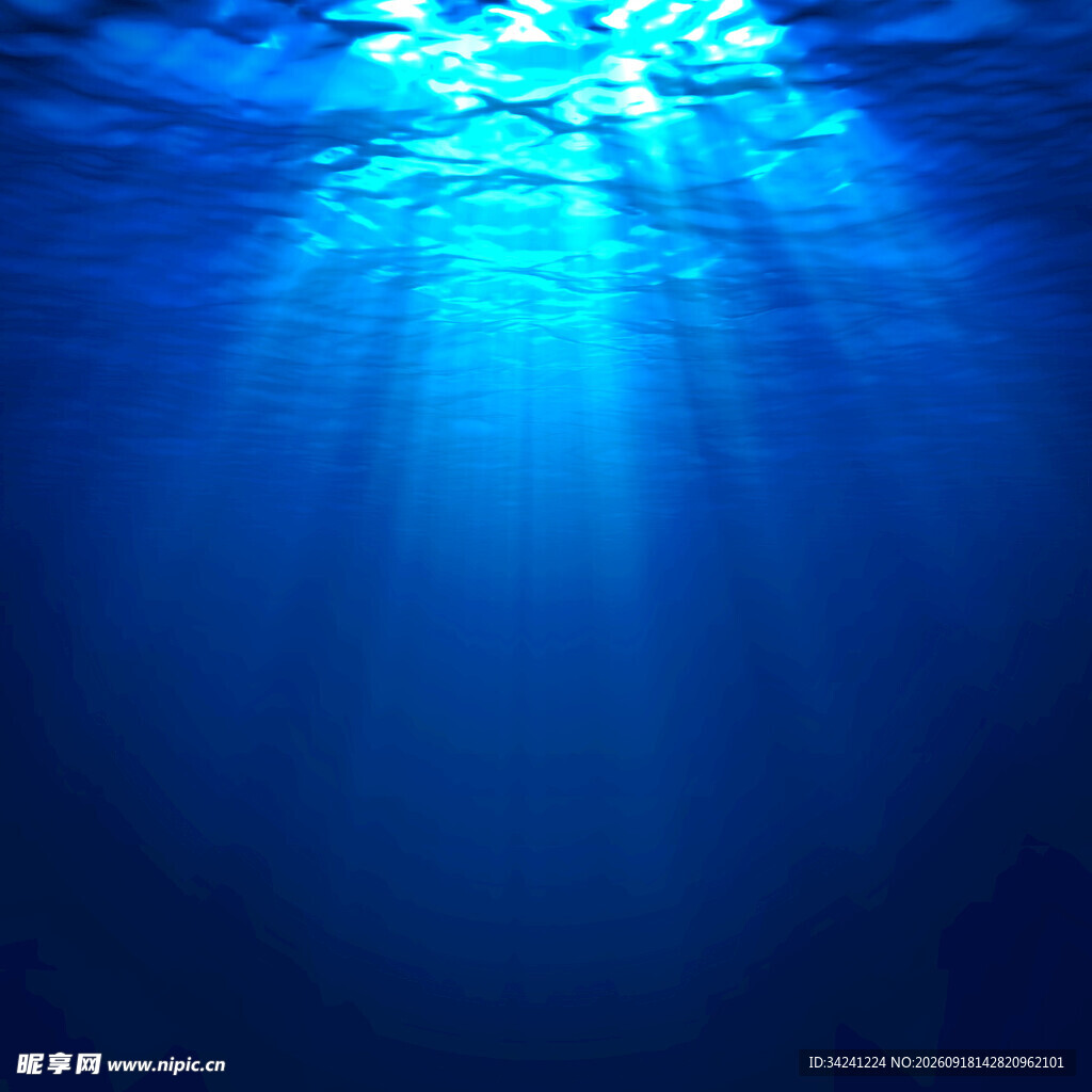深海蓝色水下光影世界