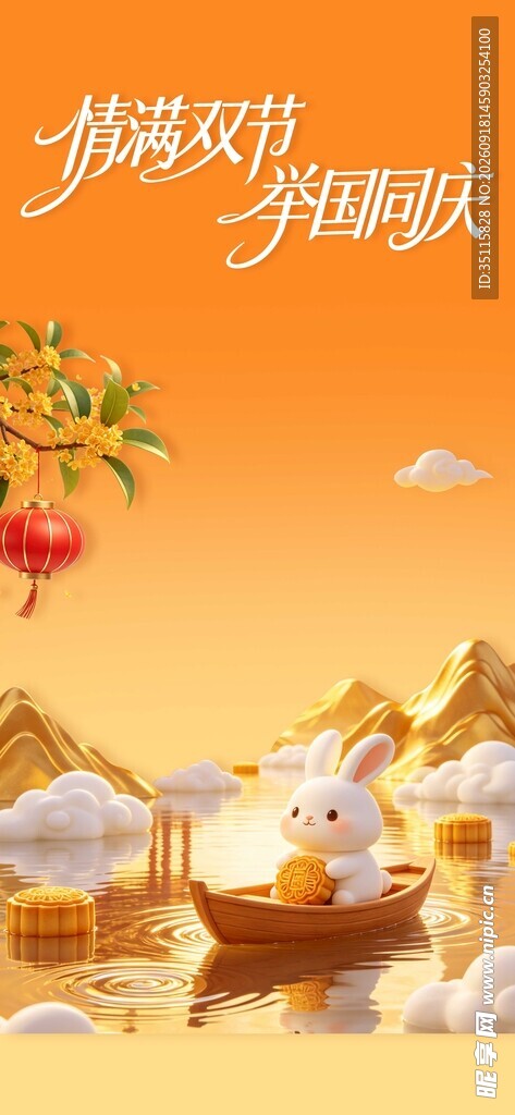 中秋佳节玉兔贺岁场景