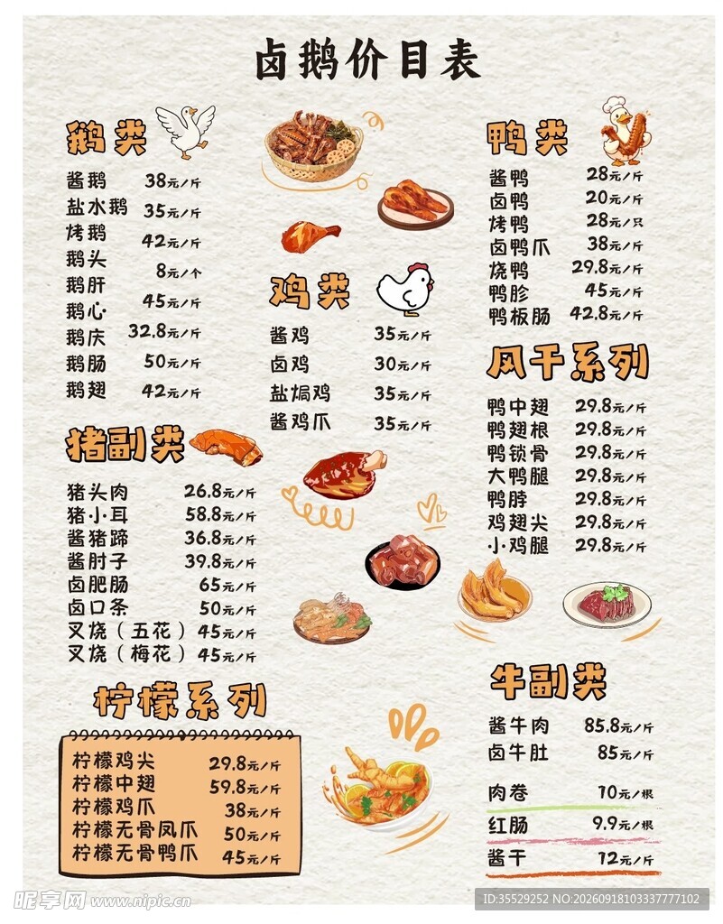 价目表海报