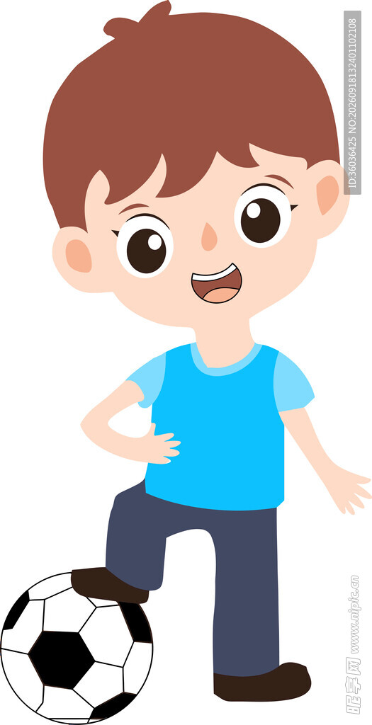 小男孩踢足球的欢乐瞬间
