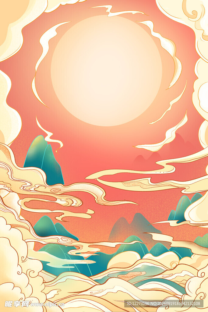 日出山海间的梦幻图景