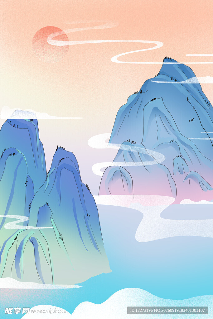 梦幻山水间的日出美景