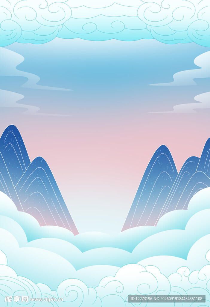 梦幻云海中的巍峨群山