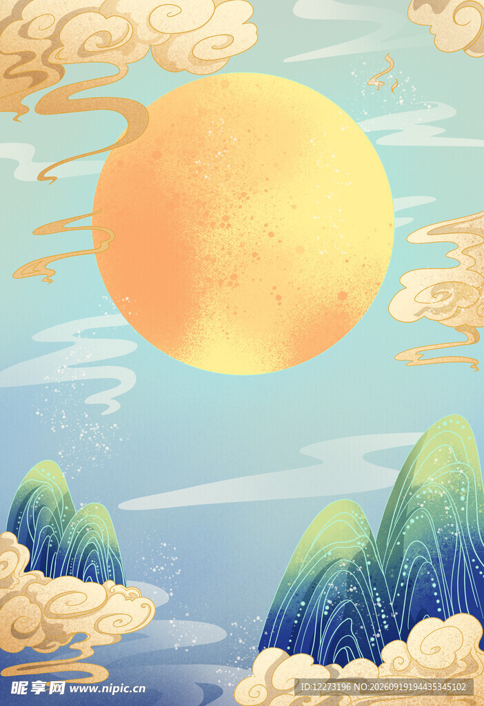 海上日出美景插画