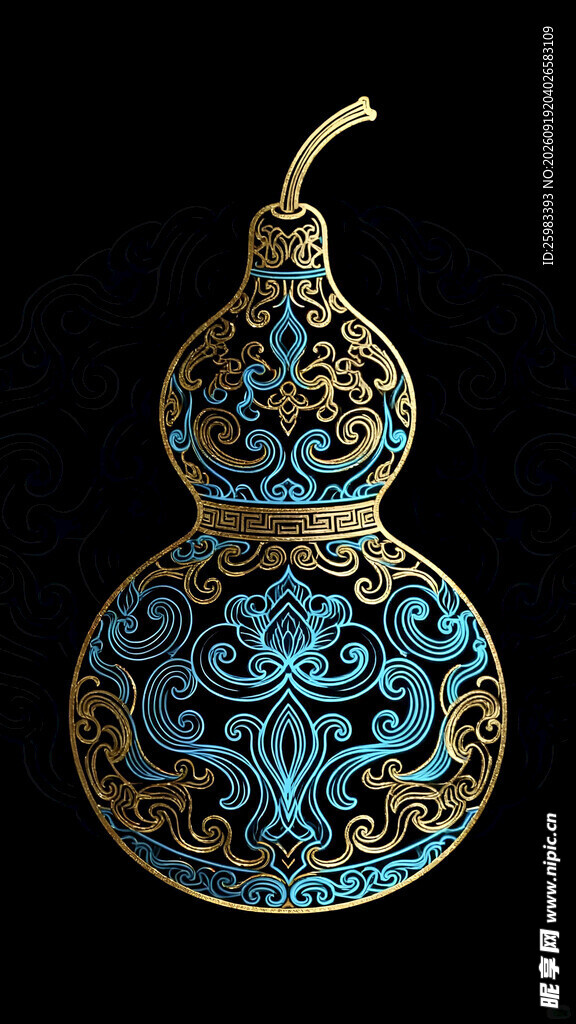 蓝金葫芦图案