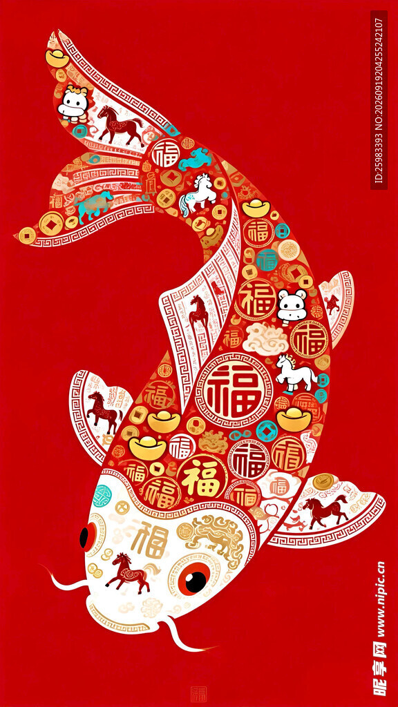 吉祥锦鲤贺岁图