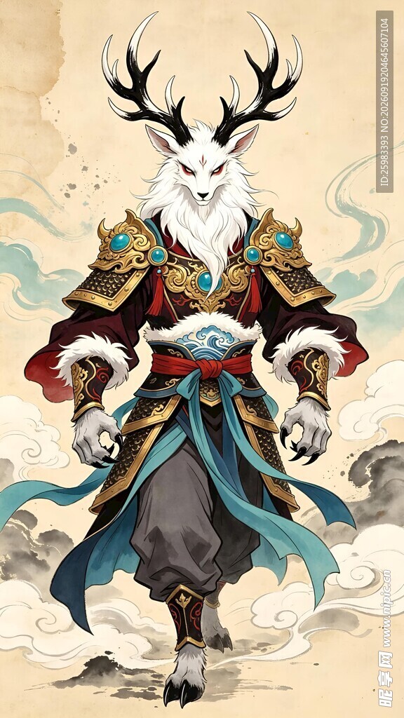 白鹿仙人图