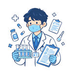 科研医生专注实验与记录