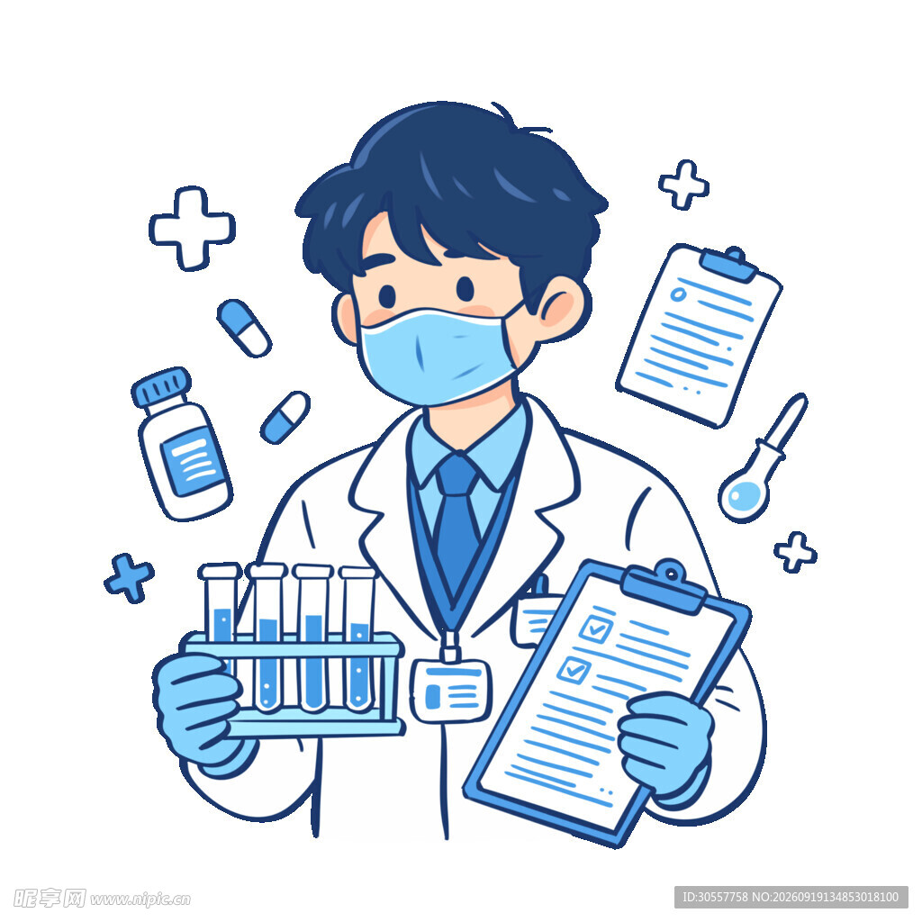 科研医生专注实验与记录