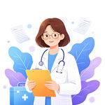 女医生手持文件夹专注模样