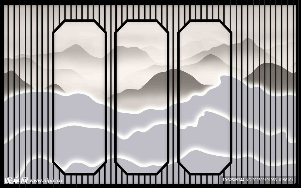 水墨山水风景插画