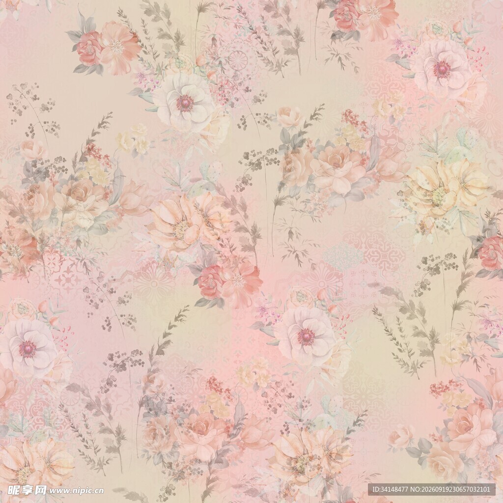 粉色花卉图案背景纹理