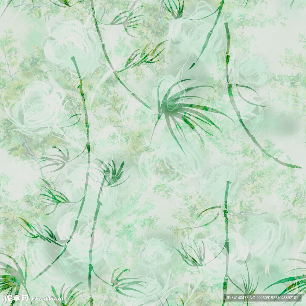 清新绿色植物纹理背景图