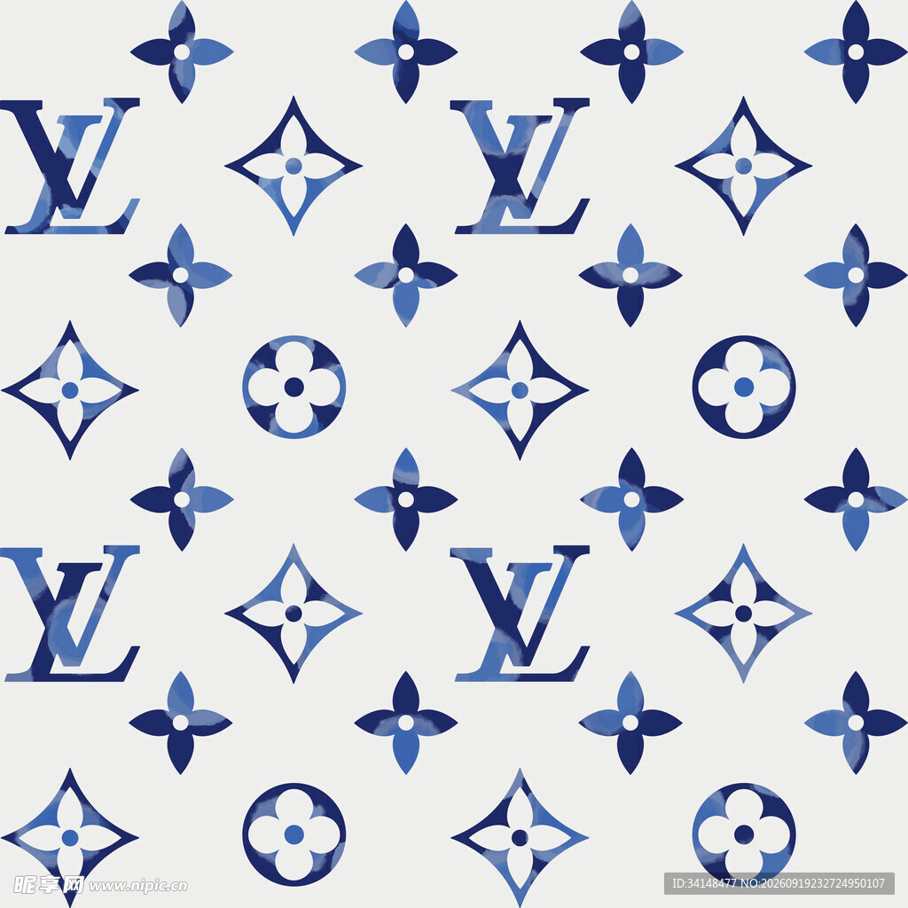 蓝白LV经典图案纹理