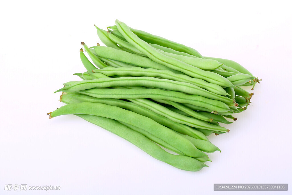 新鲜翠绿四季豆堆叠
