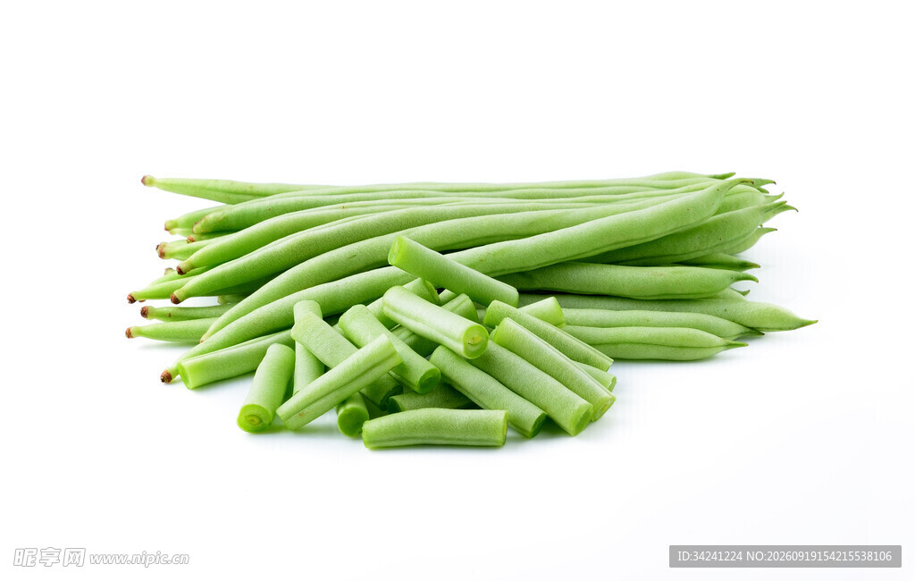 新鲜青豆角堆叠
