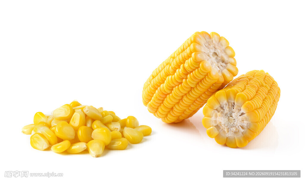 新鲜玉米棒与玉米粒