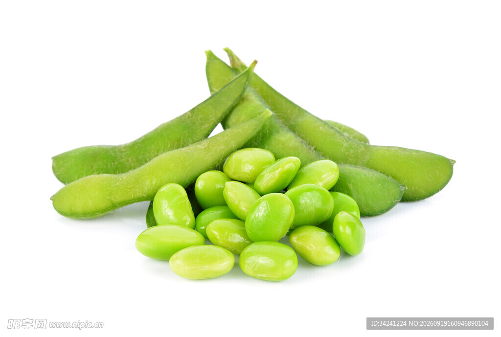 新鲜翠绿毛豆饱满诱人