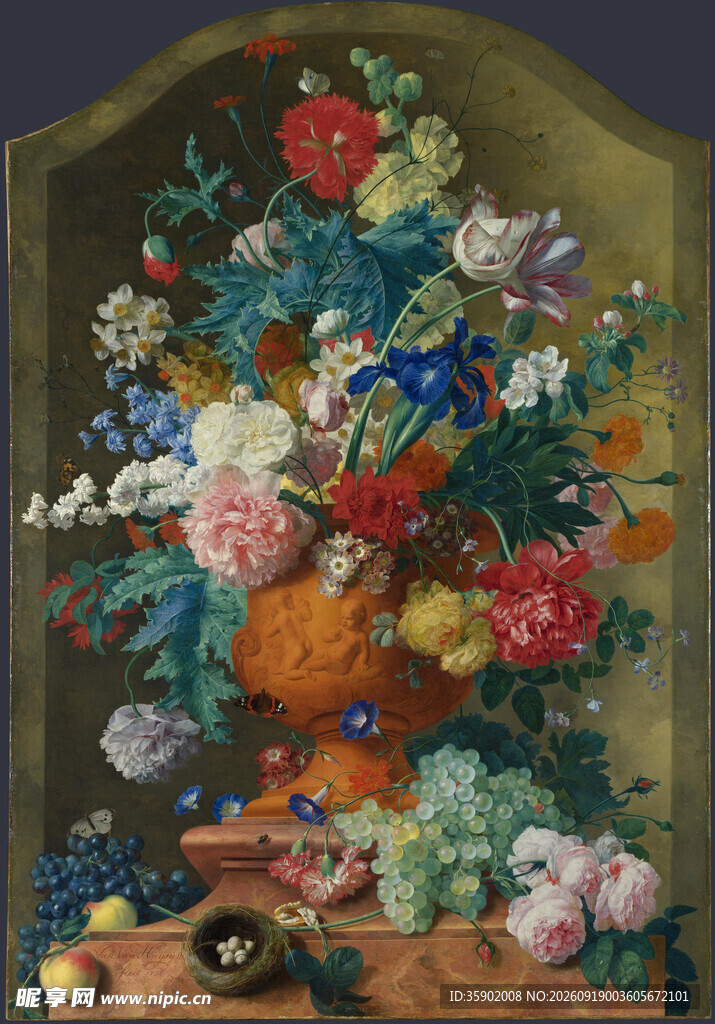 古典花卉静物油画作品