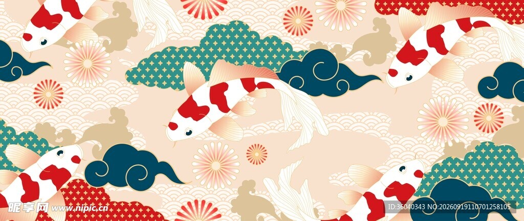 锦鲤国风插画