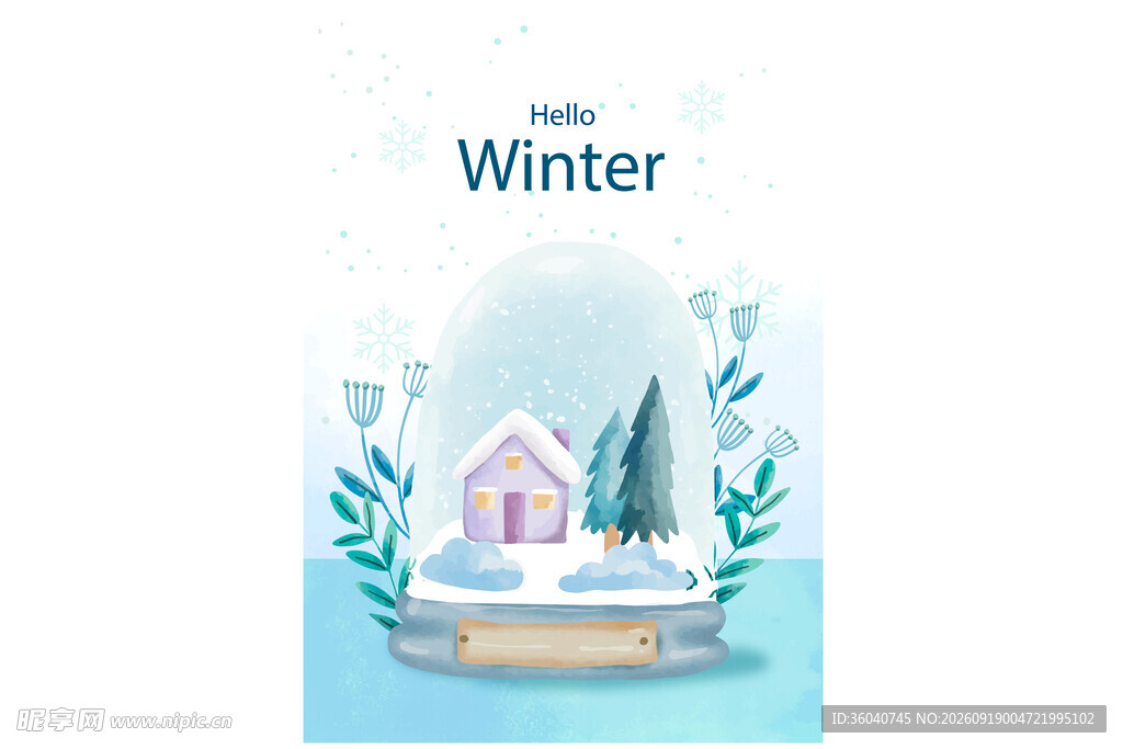 冬日小屋雪景装饰图