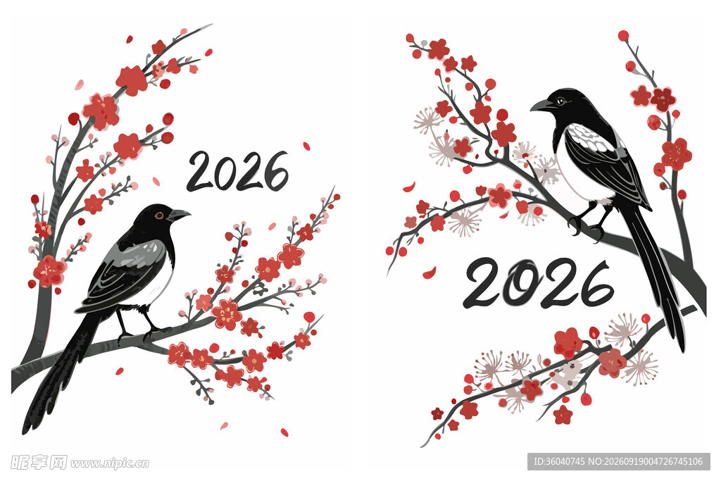 2026年喜鹊登枝喜庆画面