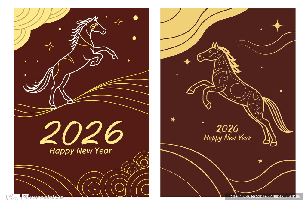 2026年马主题精美贺卡