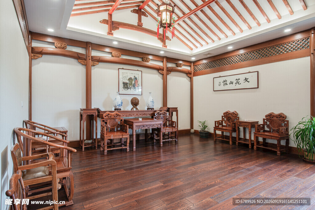 中式典雅茶室室内场景