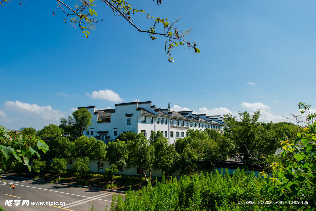 中式建筑隐于葱郁绿植间