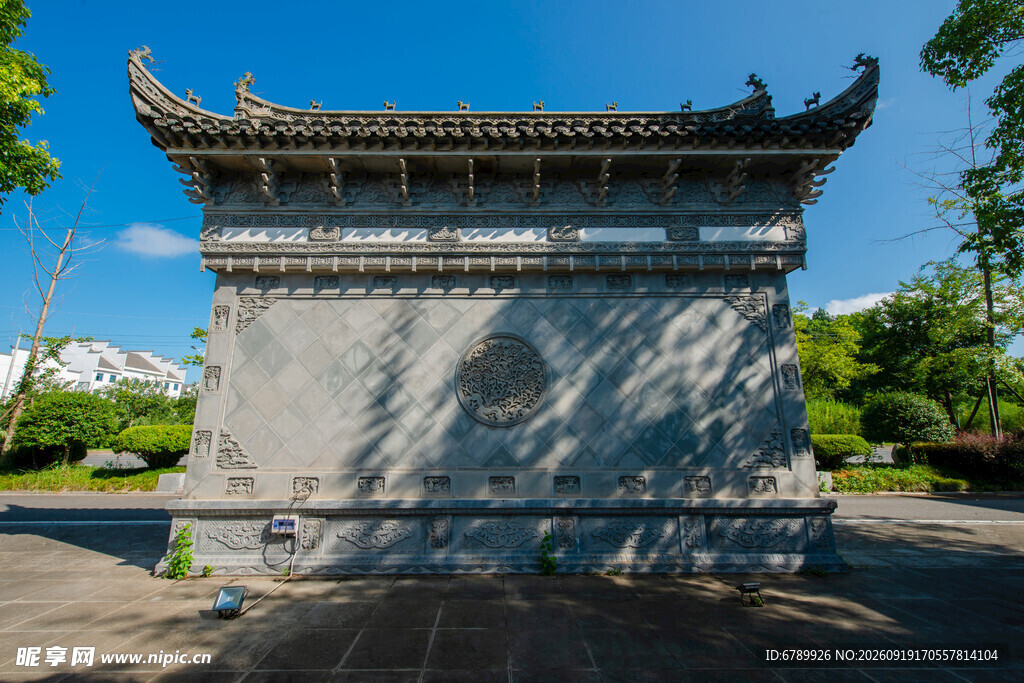 中式古建影壁