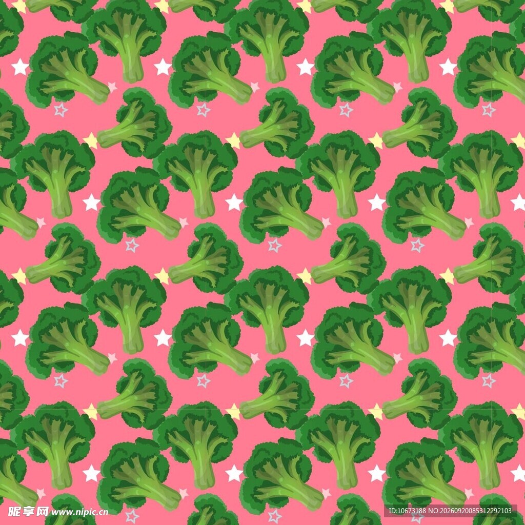 粉色背景的西兰花图案