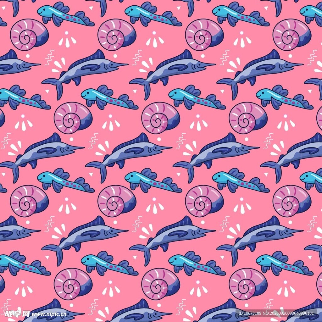 粉色海洋生物图案纹理