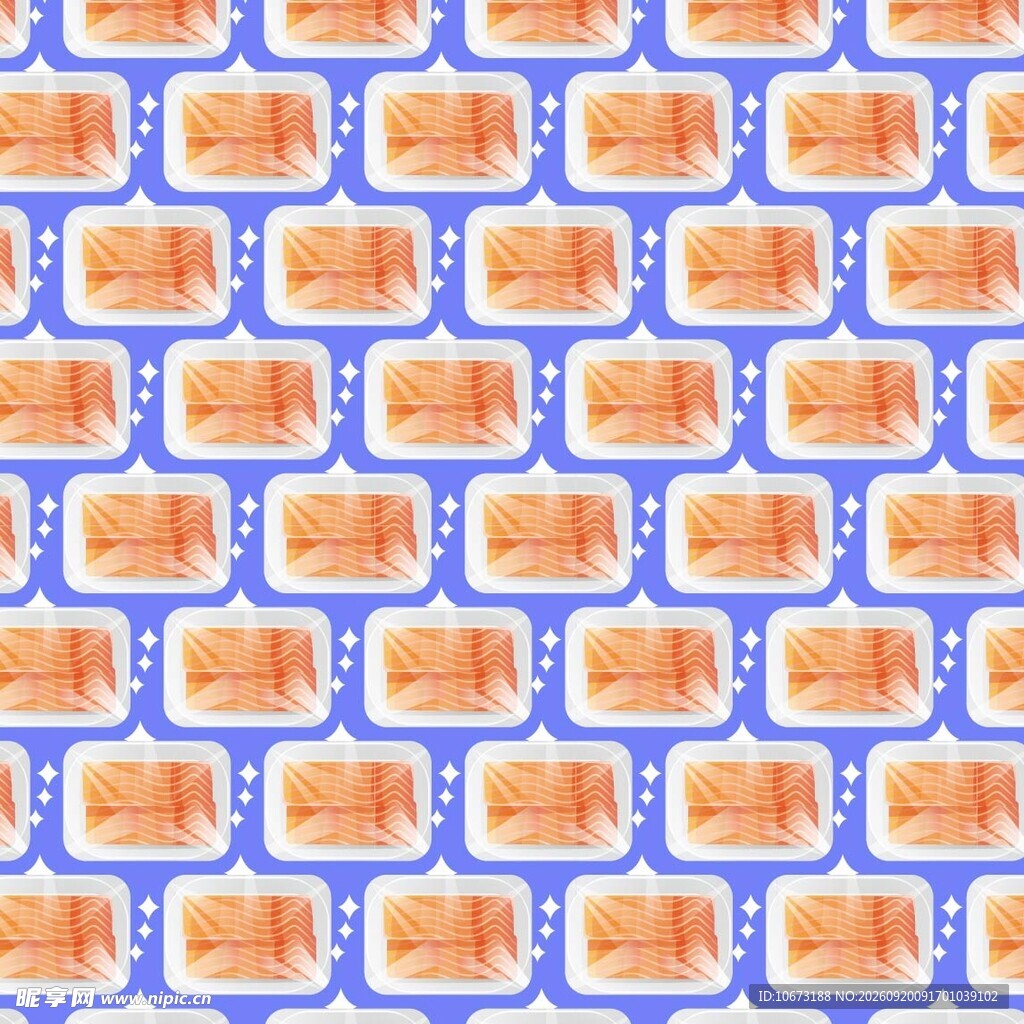蓝色背景上的鱼肉图案 