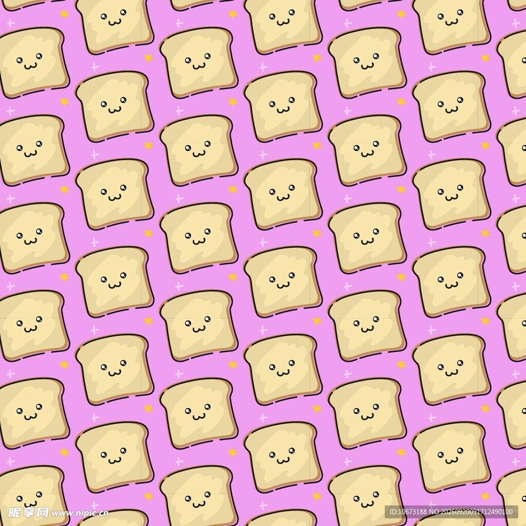 粉色背景笑脸吐司图案