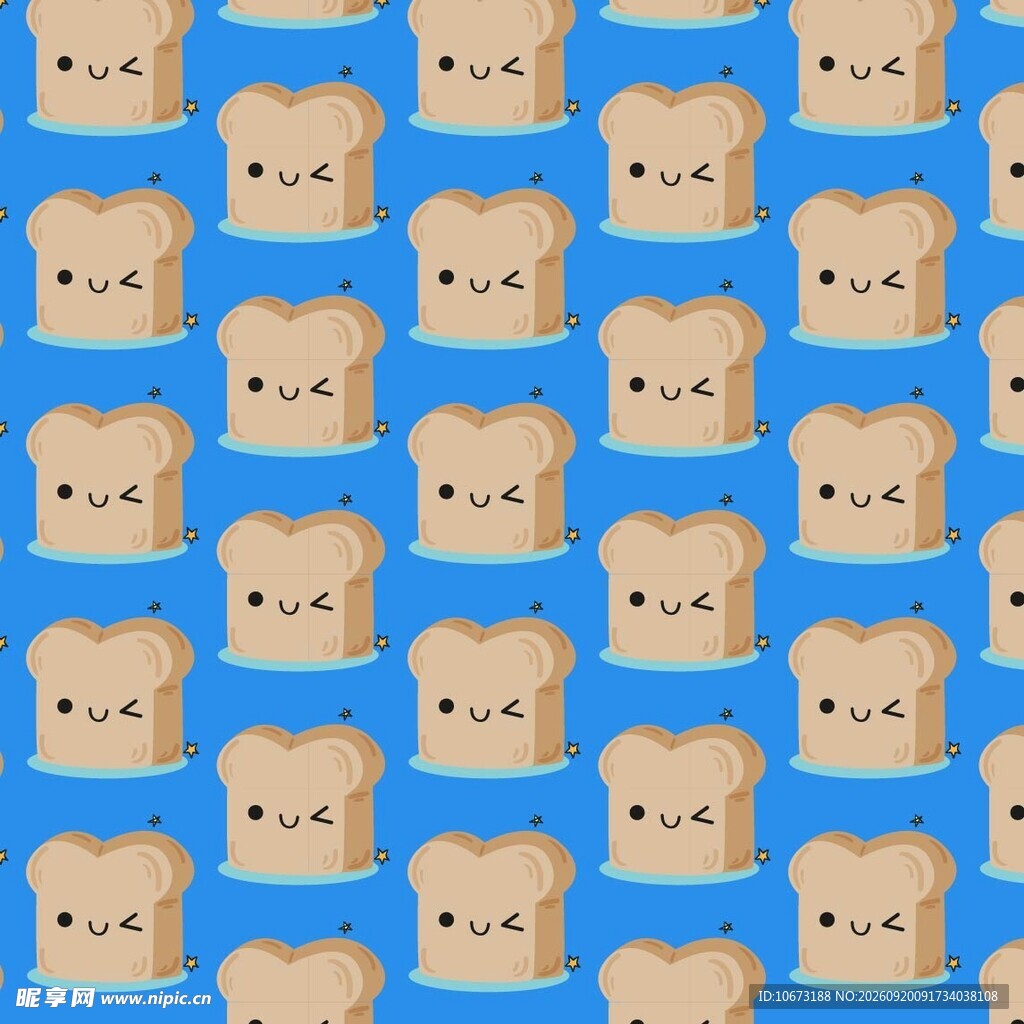 可爱吐司图案蓝色背景图
