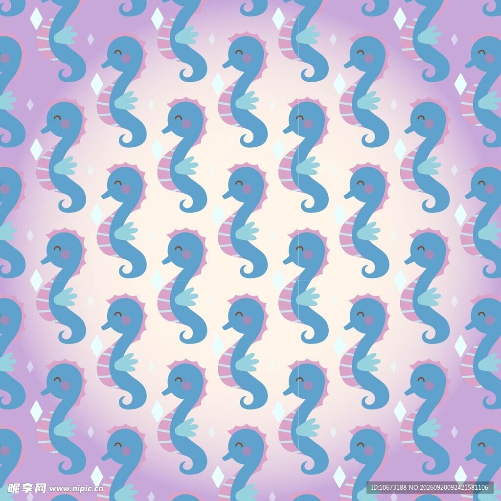 海马图案的梦幻渐变背景