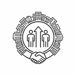 城市人际协作简化建筑线稿