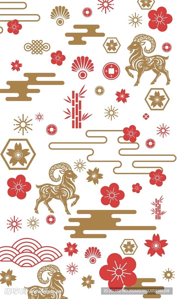 羊年新年剪纸底纹