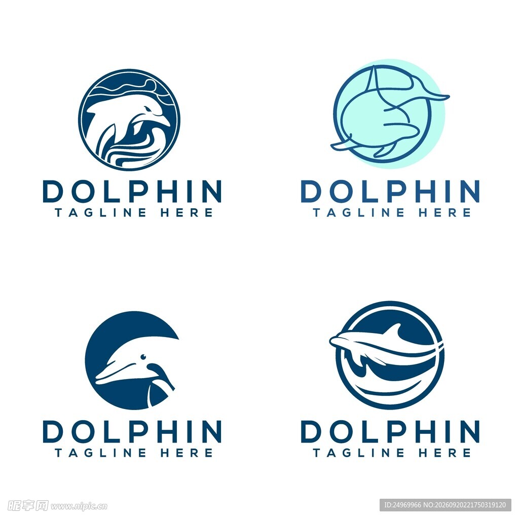 海豚主题标志设计