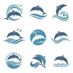 海豚与海浪标志设计集合