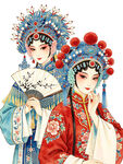 京剧扮相的两位古典 戏曲