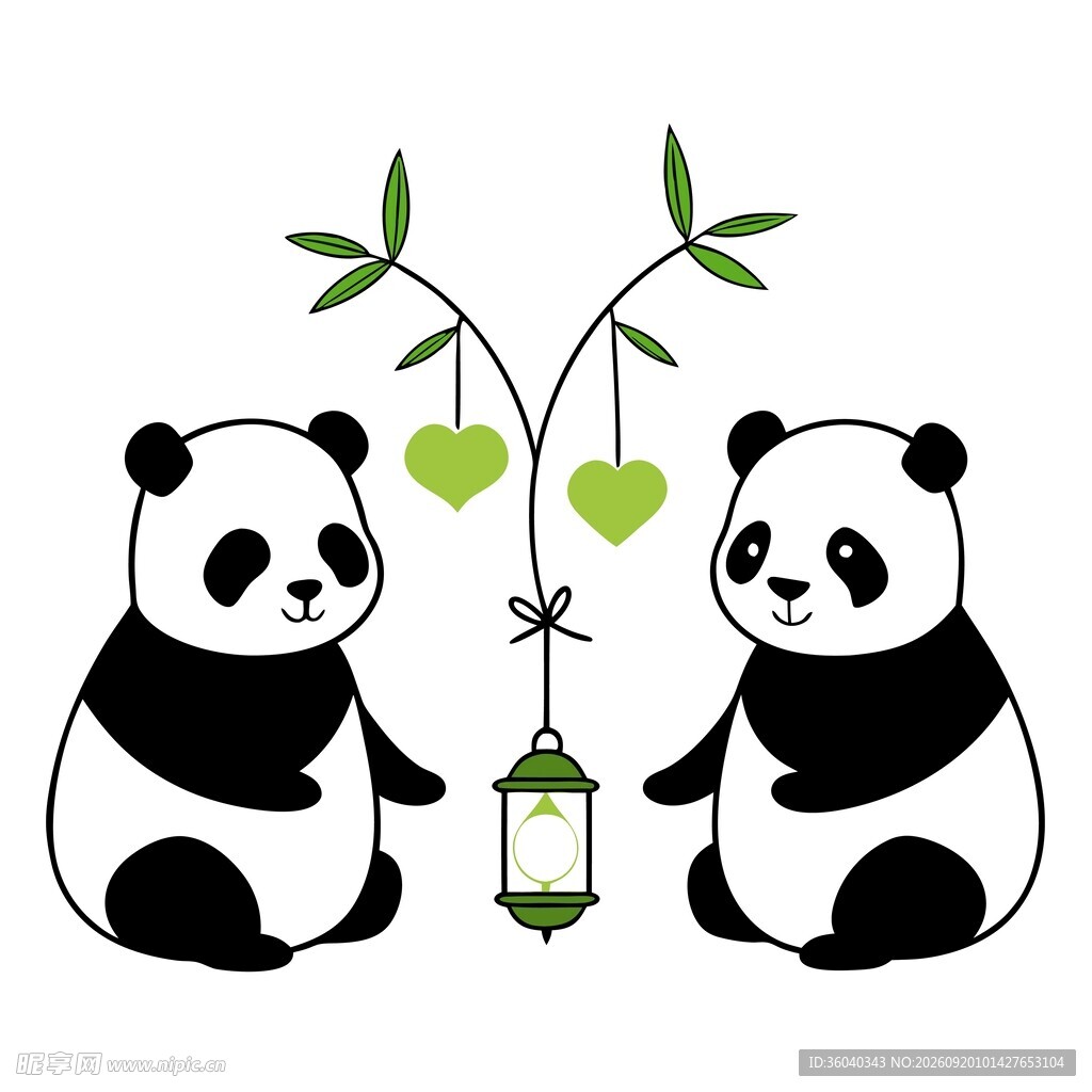 可爱熊猫插画