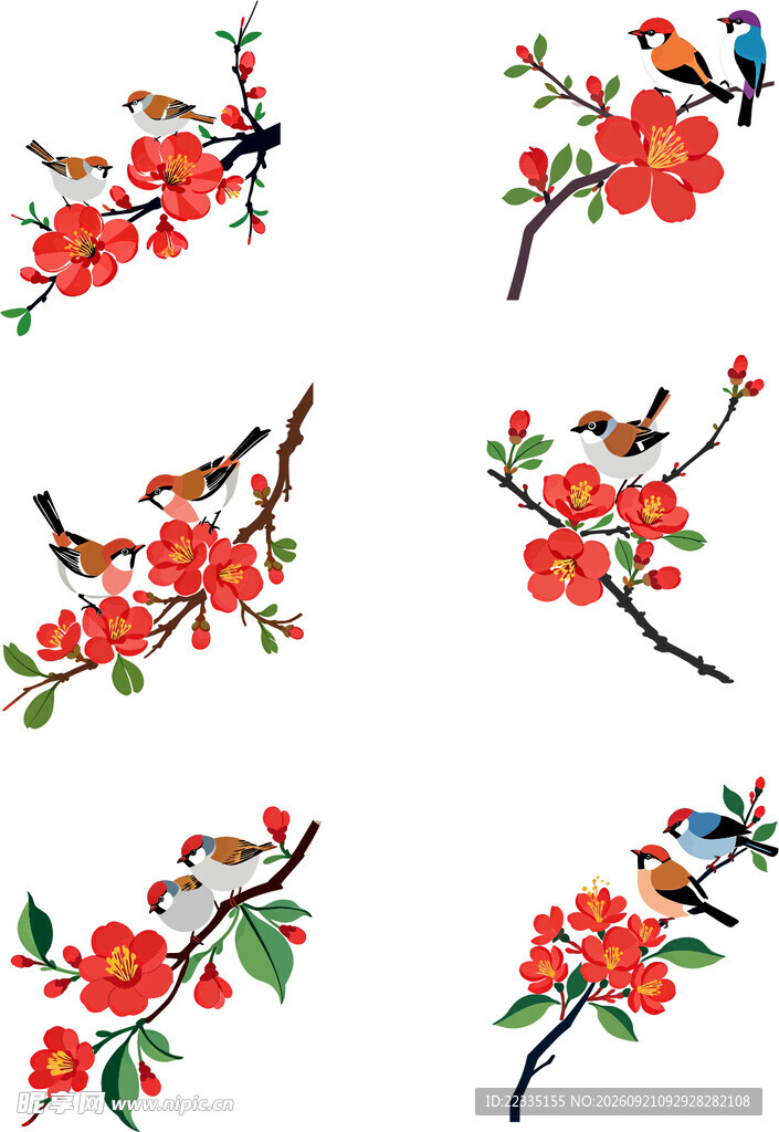 花鸟刺绣图案
