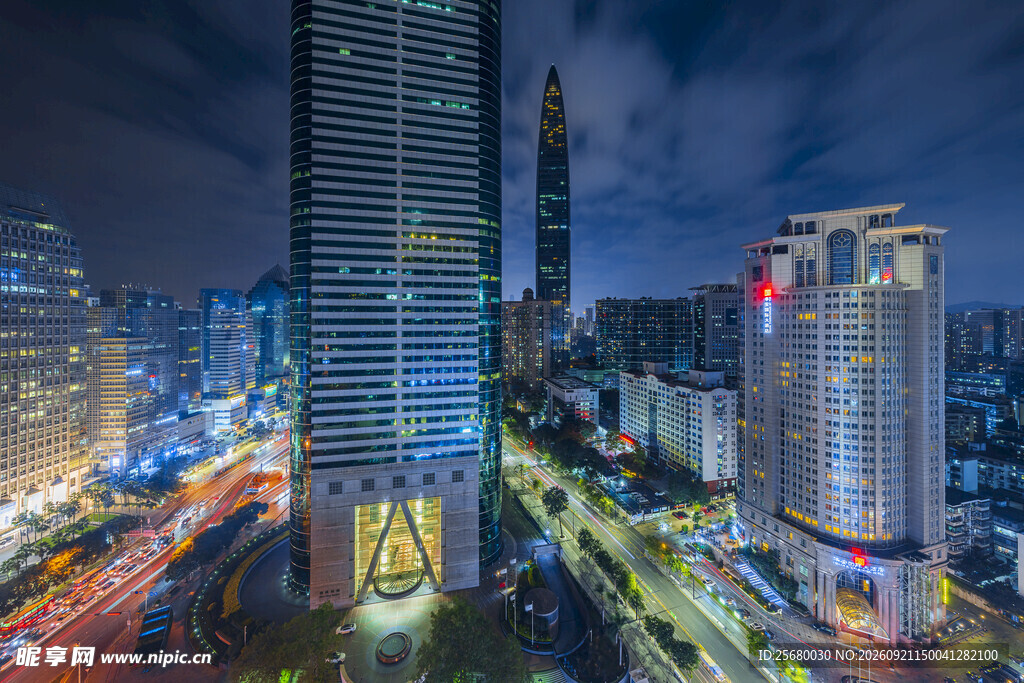 都市璀璨夜景高楼俯瞰