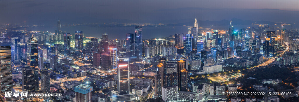 璀璨夜景中的繁华都市天际线