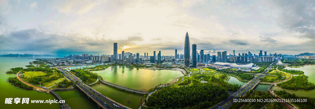城市河畔风光美景